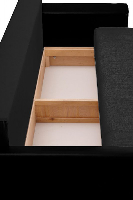 Диван-кровать Амстердам, 160х195, раскладной, еврокнижка, пружинный блок, рогожка/экокожа, черный