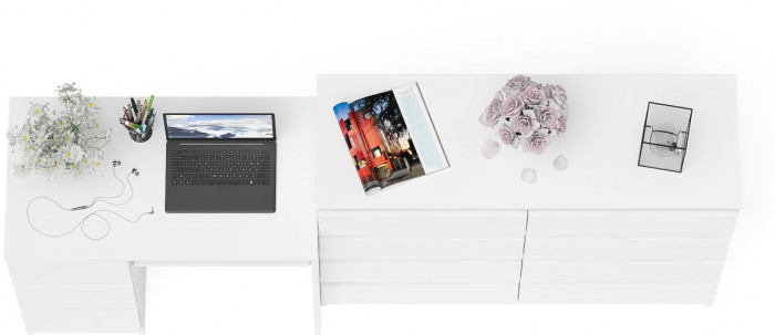 Мори компьютерный стол МС-6 левый + Комод МК1200.8, белый