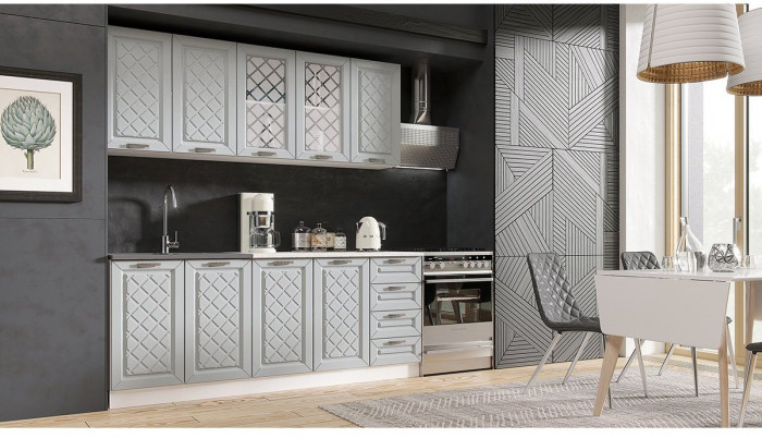 Кухня МДФ Агава 2000 (Акация белая / Моренга, Белый)