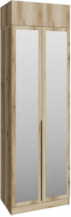 Шкаф 0,8 с антресолью и зеркалом Мадрид, Дуб делано