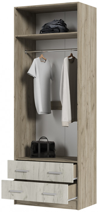 ГАРМОНИЯ ШК 603 М шкаф 2х створчатый (0,8х2,2х0,5) дуб крафт белый/дуб крафт серый