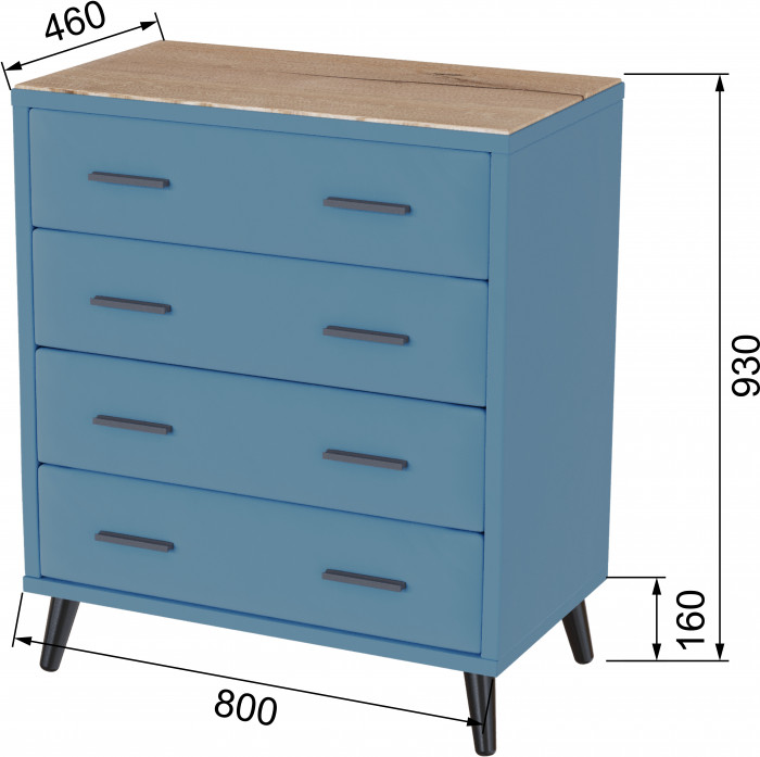 Комод интерьерный Пай светло-голубой/мдф дуб канадский