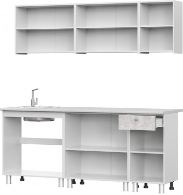 Кухонный гарнитур КГ 1 2.0 м, Белый, Цемент светлый