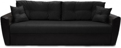 Диван-кровать Амстердам, 160х195, раскладной, еврокнижка, независимый пружинный блок, рогожка/экокожа, черный