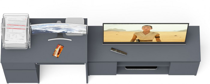 Мори компьютерный стол МС-1 левый + Тумба МТВ1200.1, графит