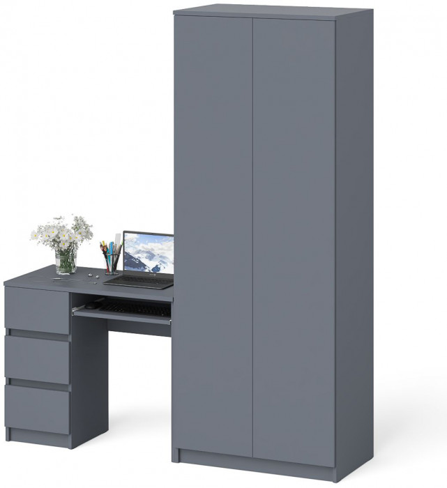 Мори компьютерный стол МС-6 левый + Шкаф МШ800.1, графит